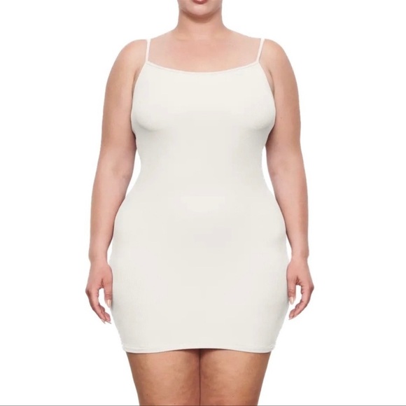 Skims Soft Ribbed Slip Dress in Snow Size 2X - Picture 1 of 8
